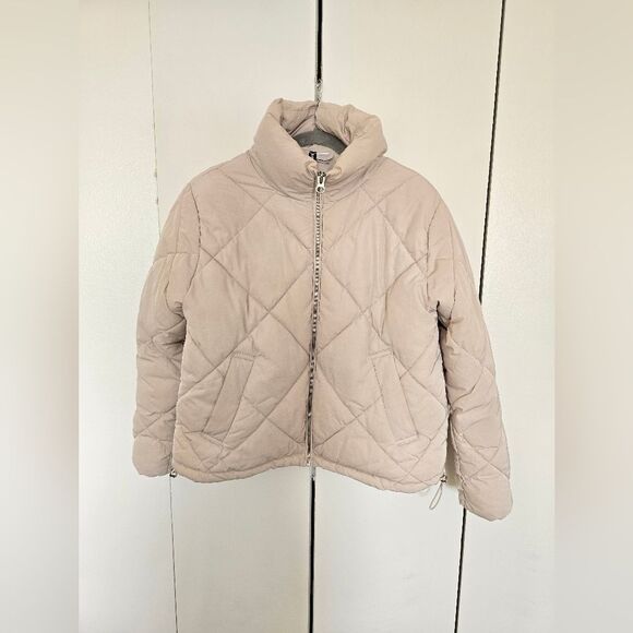 Women's Cream Quilted Puffer Jacket - Picture 1 of 3